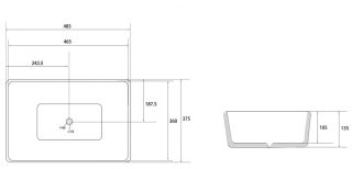 Раковина ABBER Rechteck AC2212BG 49см чёрный/золото матовое